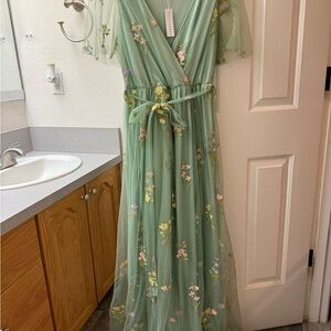 Baltic Born Sage Green Embroidered Dress